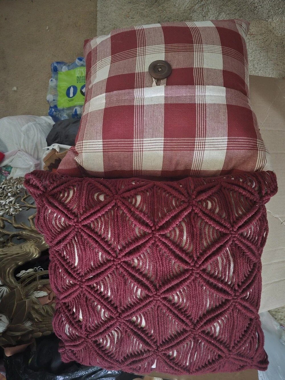 Burgandy And Beige Decorative Pillows